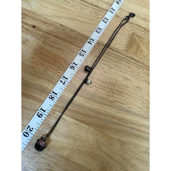 Betsey Johnson Rhinestone Cupcake Pendant Necklace With Pearl & Heart Accents - Picture 8 of 12